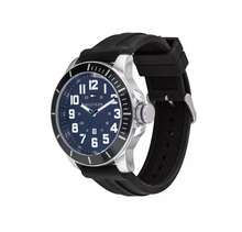 Load image into Gallery viewer, Tommy Hilfiger Men&#39;s Black Silicone Strap Watch 44mm