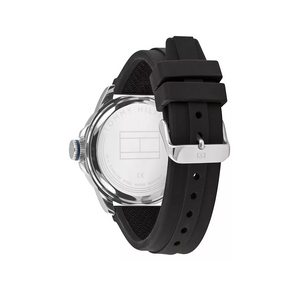 Tommy Hilfiger Men's Black Silicone Strap Watch 44mm