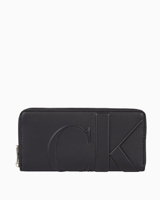 Calvin Klein Embossed Monogram Logo Zip-Around Wallet