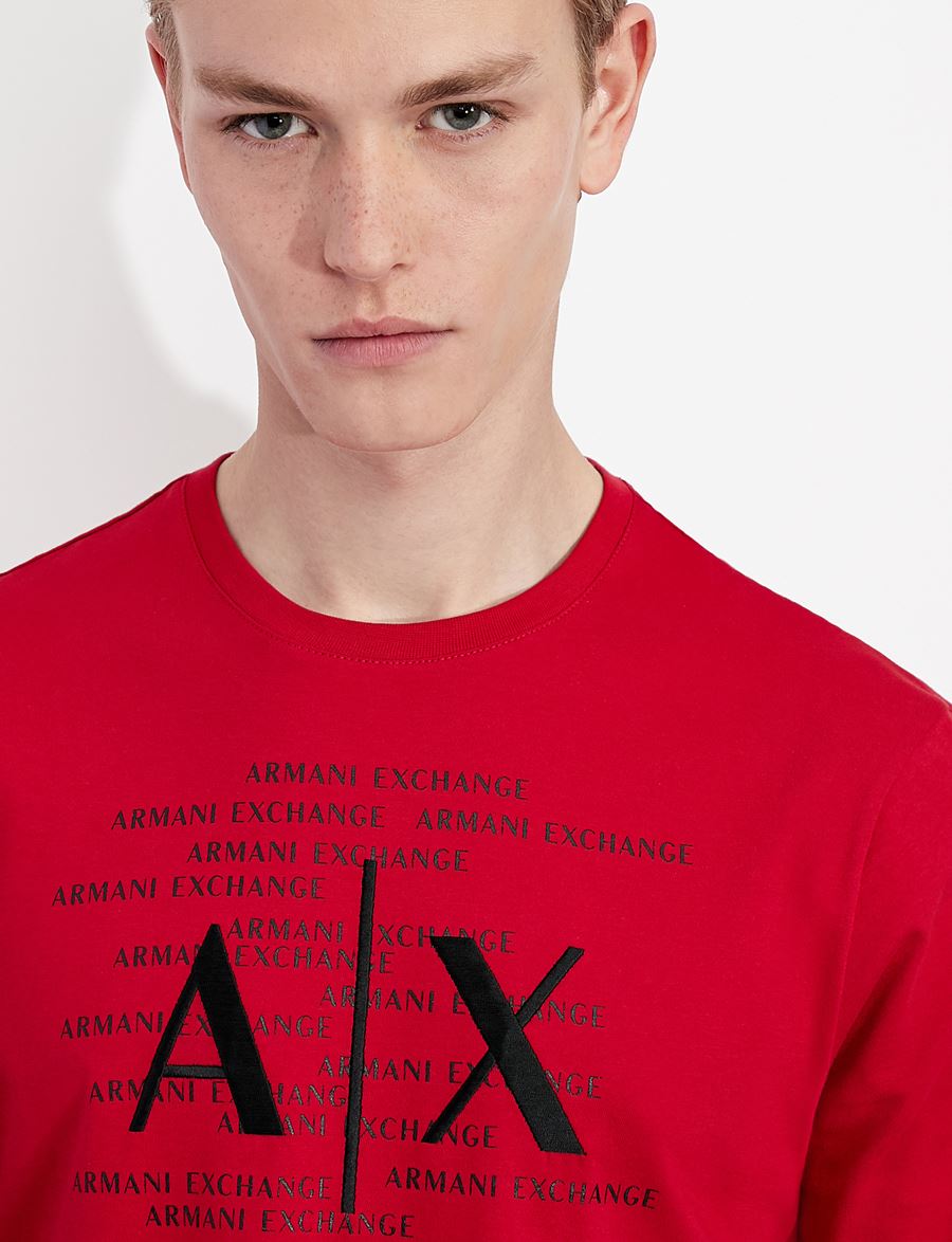 Tシャツ・カットソー ARMANI EXCHANGE Men T-shirt Red 8NZT72Z8H4Z 14AQ ARMANI EXCHANGE black/red cotton T-shirt – To Be Outlet