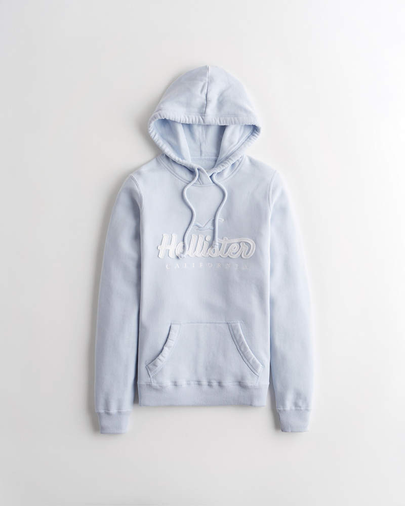 Hollister logo front hoodie in light grey