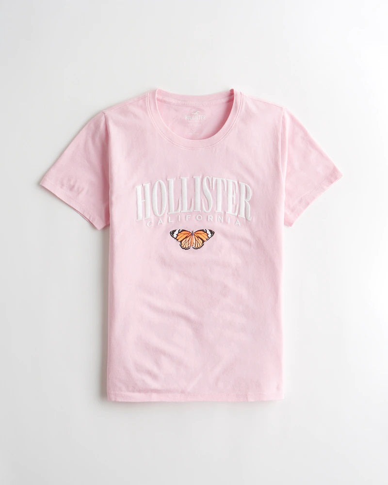 Hollister Embroidered Logo Graphic Tee – FashOnFire