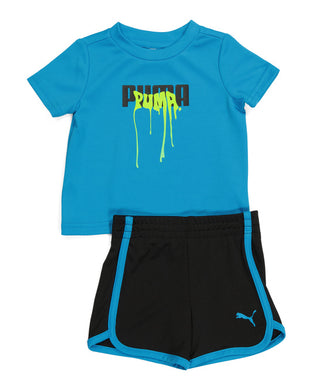 Puma Toddler Boy 2pc Drip Logo Tee And Short Set