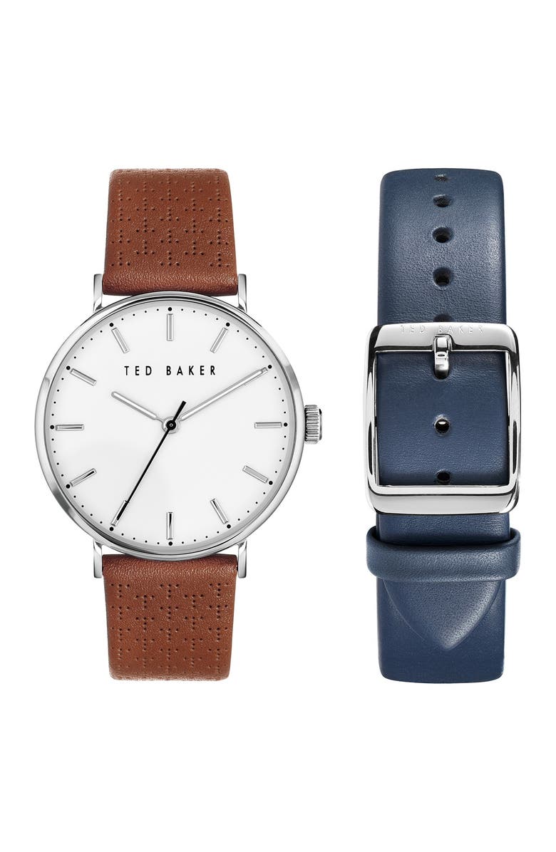 Ted Baker London Men's Mimosa 3-Hand Leather Strap Box Set, 41mm