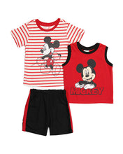Load image into Gallery viewer, Disney Toddler Boy 3pc Striped Tee Mesh Short Set