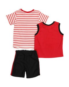 Disney Toddler Boy 3pc Striped Tee Mesh Short Set