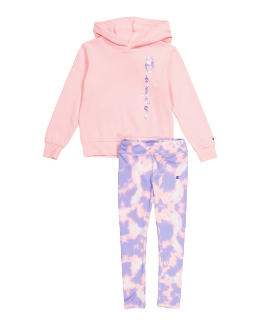 Champion Little Girls 2pc Dip Dye Fleece Hoodie Leggings Set